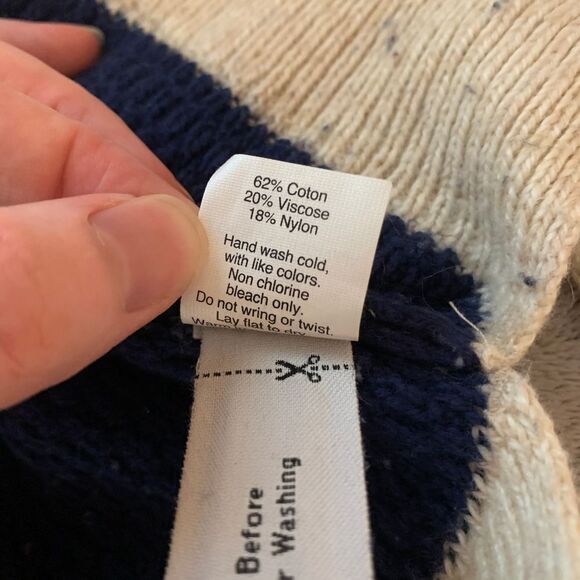 Madewell Striped Sweater Womens XS Cream Navy Knit Pullover‎ Long Sleeve Crew - Picture 6 of 6